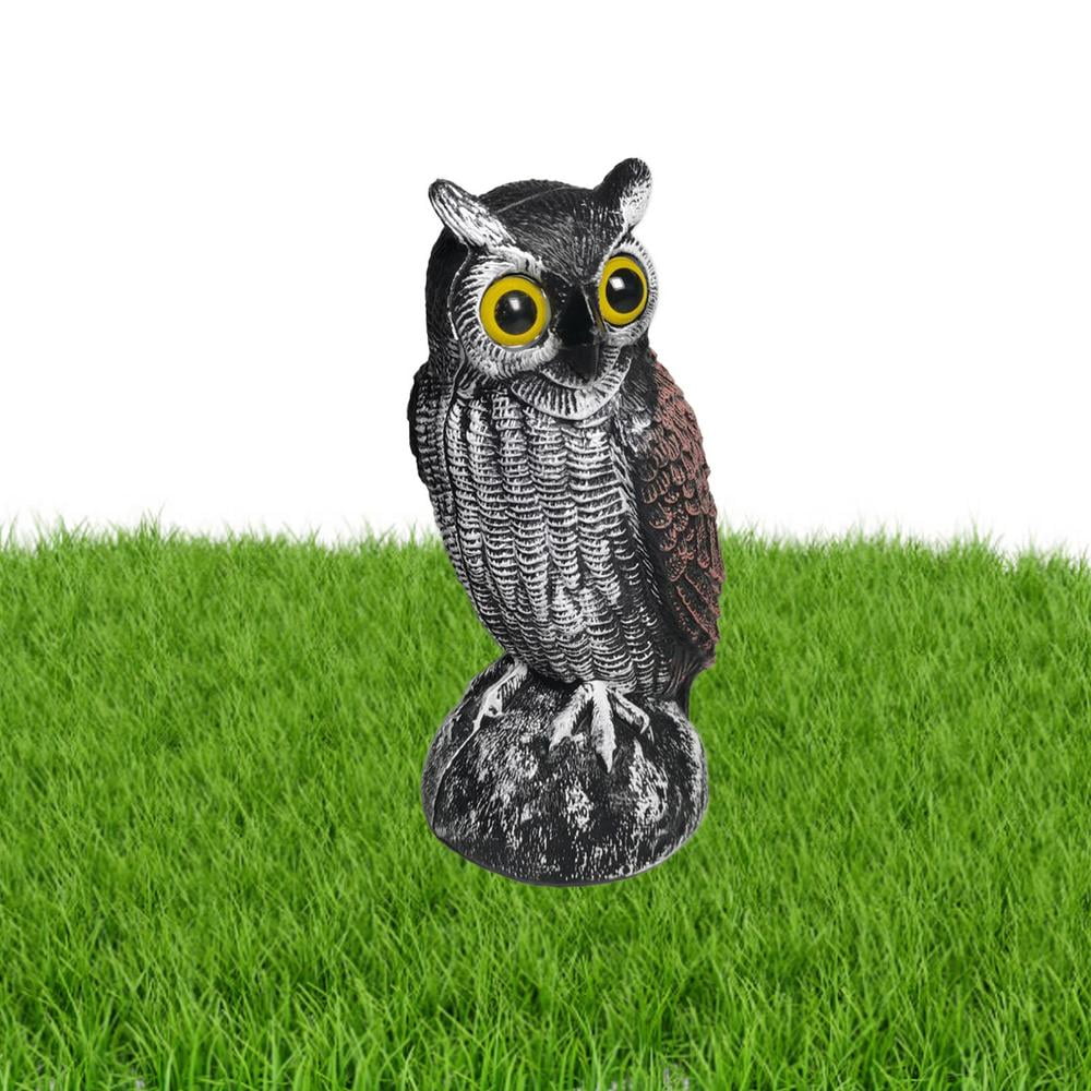 Gecorid Fake Owl Decoy Owl Statue Fake Owl With Sound Bird Scarer Owl Scarecrows With Flashing