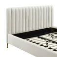 thumbnail image 5 of Maklaine 41.7"H Transitional Velvet Upholstered Queen Bed in Cream, 5 of 6
