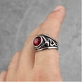 thumbnail image 4 of Mens Titanium Steel Ring Retro Gem Snake Design Geometric European Styles Red Diamond Accent Seven To Thirteen, 4 of 5