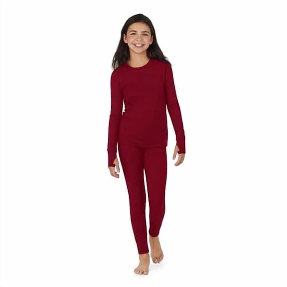 Cuddl Duds Girls Heavyweight 2 Piece Base Layer Thermal Set
