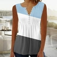 thumbnail image 2 of Timegard Tank Top for Women Sleeveless Tunic Top Ruched Notched V Neck Button Dressy Casual Tee Color Block, 2 of 5