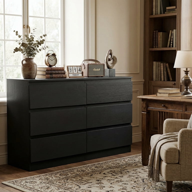 wayfair black dresser FOTOSOK Dresser, for Bedroom, Small Dresser Chest of Drawers Chest of Drawers Black Mirror Dressers & Chests
