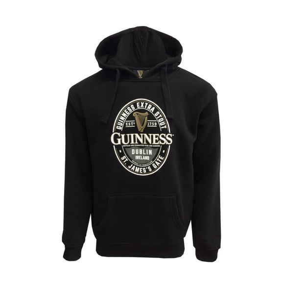 Guinness Adult Men's Black St. James Gate Label Hoodie