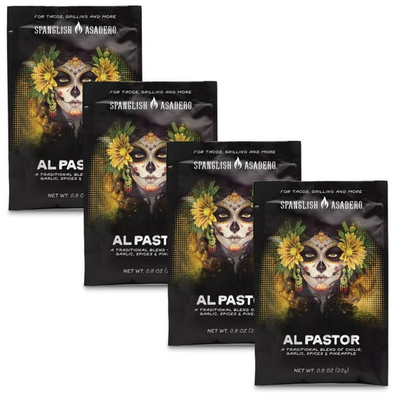 Spanglish Asadero Al Pastor Seasoning 0.8 oz Packets (Pack of 4) – Authentic Mexican Pork Taco Spice Blend with Pineapple & Chili