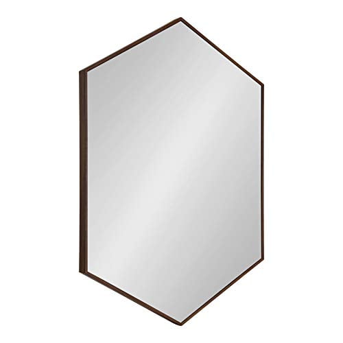 Kate and Laurel Rhodes Framed Hexagon Wall Mirror, 25x37, Walnut Brown