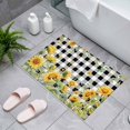 thumbnail image 4 of Summer Floral Indoor Door Mat 18x30 Inch Watercolor Sunflower Eucalyptus Leaves Black Plaid Front Door Mat Non Slip Washable Entryway Rug Low Profile Dirt Trapper Doormat for Bathroom Kitchen Bedroom, 4 of 9