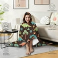 thumbnail image 4 of Wearable Blanket,DarkBrown Cartoon Dinosaurs Forest Pattern Hooded Wearable Flannel Blanket for Adults & Teens,Winter Poncho Shawl Wrap Cape Cozy Anti-Pill,50"x60", 4 of 5