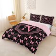 thumbnail image 2 of Catabedysis Pink Coquette Bow Duvet Cover Queen,Bowknot Letter N Design Queen Bedding For Girls,Pink Reversible,3 Pieces,1 Duvet Cover and 2 Pillowcases, 2 of 6