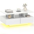 thumbnail image 1 of HOMCOM Modern Coffee Table with LED Lights Center Table High Gloss White, 1 of 10