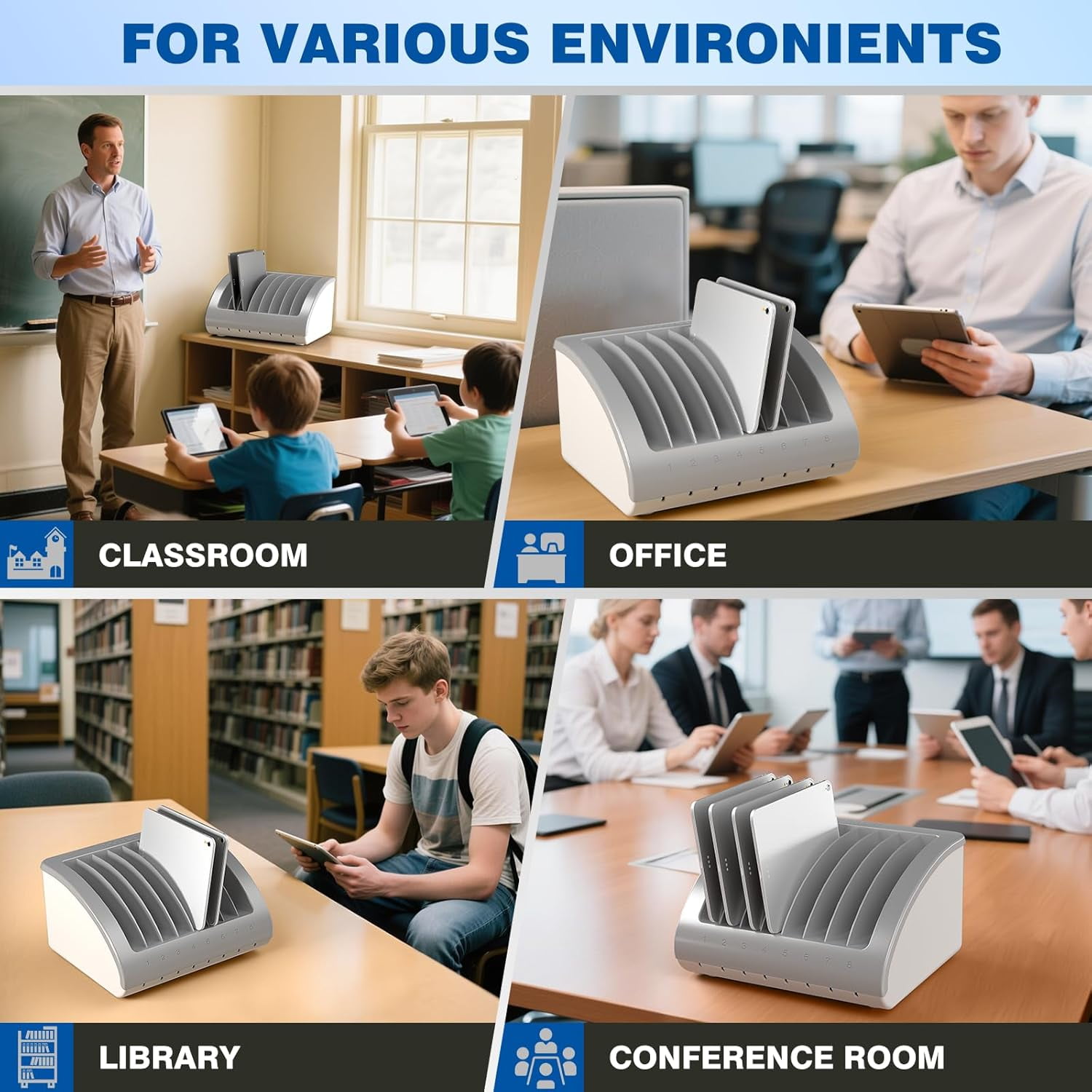 Pochar 8 Device Laptops Charging Station for Multiple Devices, Ideal for Schools Office