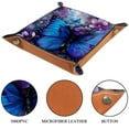 thumbnail image 3 of Women Girls Leather Square Dish Trinket Plate Jewelry Tray for Mothers Day Birthday Gift, Purple Blue Butterfly Flowers, 3 of 6