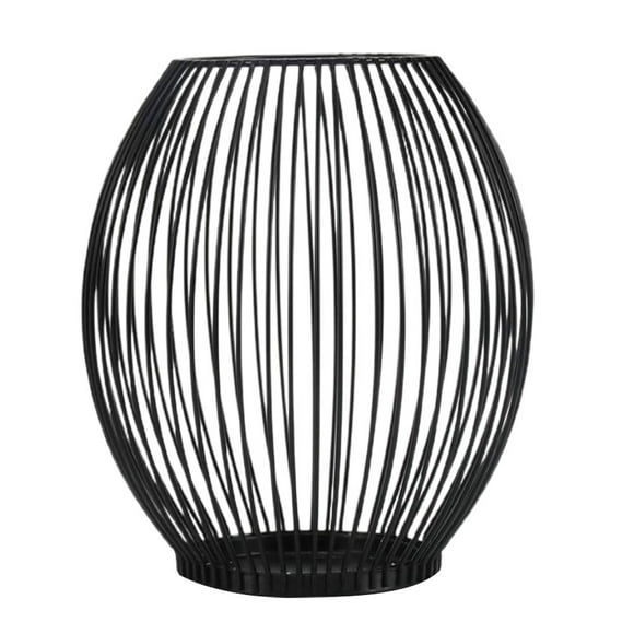 1pc Lanterne en Forme de Chandelier en Fer Art Bougeoir Chandelier Décor (Noir)