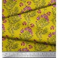 thumbnail image 2 of Soimoi Yellow Silk Fabric Leaves & Primrose Floral Print Sewing Fabric Yard 42 Inch Wide, 2 of 3