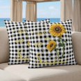thumbnail image 5 of Pillow Covers 20x20 Set of 2, Sunflowers Square Throw Pillow Covers for Couch/Sofa/Living Room, Spring Summer Bees Floral Black Plaid Decorative Soft Pillowcases for Couch Throw Pillows, 5 of 9