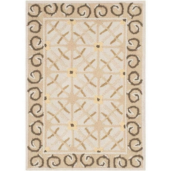 SAFAVIEH Newport Averill Geometric Borders Cotton Area Rug, Taupe/Beige, 2' x 3'