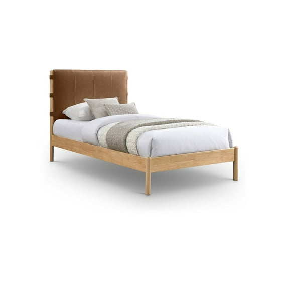 Meridian Furniture Asher Cognac Vegan Leather Twin Bed