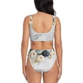 thumbnail image 3 of Kdxio Pumpkin And White Marble Print Women's 2 Piece High Waisted Wrap Spaghetti Strap Summer Swimsuit Bikini Set-, 3 of 7