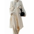 thumbnail image 3 of Womens Long Wool Coats Fall Winter Double Breasted Trench Coat Peacoat White XXL, 3 of 7