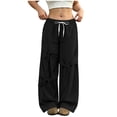 thumbnail image 3 of Gytharion Women's Bow Tie Streetwear Sweatpants with Pockets Drawstring Elastic Waist Joggers Solid Color Loose Wide Leg Pants, 3 of 8