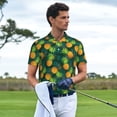 thumbnail image 6 of Vsdgher Pineapples with Palm Leaves Print Men's Short Sleeve Stretch Polo Shirt, Moisture-Wicking Performance Polo Shirt, 6 of 8
