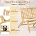 thumbnail image 6 of Teak Wood Outdoor Reclining Chair Natural Mid Century Accent Chair w/ Backrest For Daily Life, 6 of 7