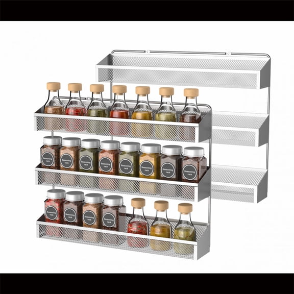 Fuleadture 2 PC 3 Tiers Spice Rack Organizer for Cabinet for Kitchen,silver