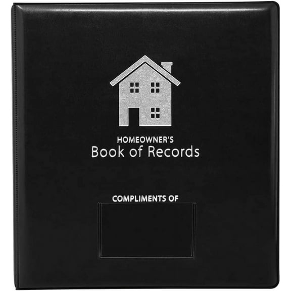Homeowner's Book of Records Binder, Organize Household Receipts and Home Repair Record Keeping (Black)