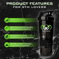 thumbnail image 3 of Moarka Protein Shaker Bottle - Leak Proof Protein Mixer Cup - Non-Slip Gym Protein Mixing Bottle with Supplement and Pill Storage Container (Black), 3 of 7