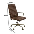 thumbnail image 5 of Office Chair with Leather Seat and Channel Stitch Brown - Saltoro Sherpi, 5 of 5