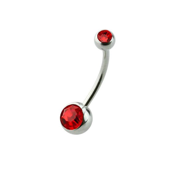 Surgical Steel Long Belly Ring 14 Gauge 5/8" (16 MM)  Color CZ Gems