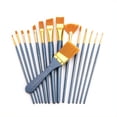 thumbnail image 1 of PEACNNG  15pc Golden Taklon Assorted Big Brush Acrylic Paintbrush Set, 1 of 6