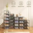 thumbnail image 2 of 12 Pack X Large Shoe Organizer Storage Boxes for Closet, Modular Space Saving Shoe Boxes Clear Plastic Stackable Sneaker Containers Display Case with Lids,Black, 2 of 18