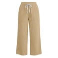 thumbnail image 4 of KIHOUT Womens Wide Leg Pants High Waisted Solid Color Casual Loose Fit Drawstring Elastic Waistband Trousers with Pockets Long Pants, 4 of 6