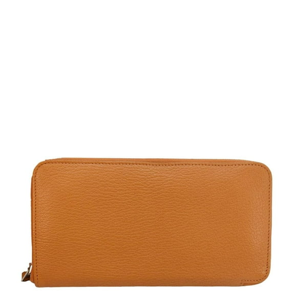 Pre-Owned HERMES Classique Epsom Leather Long Zippy Wallet Orange