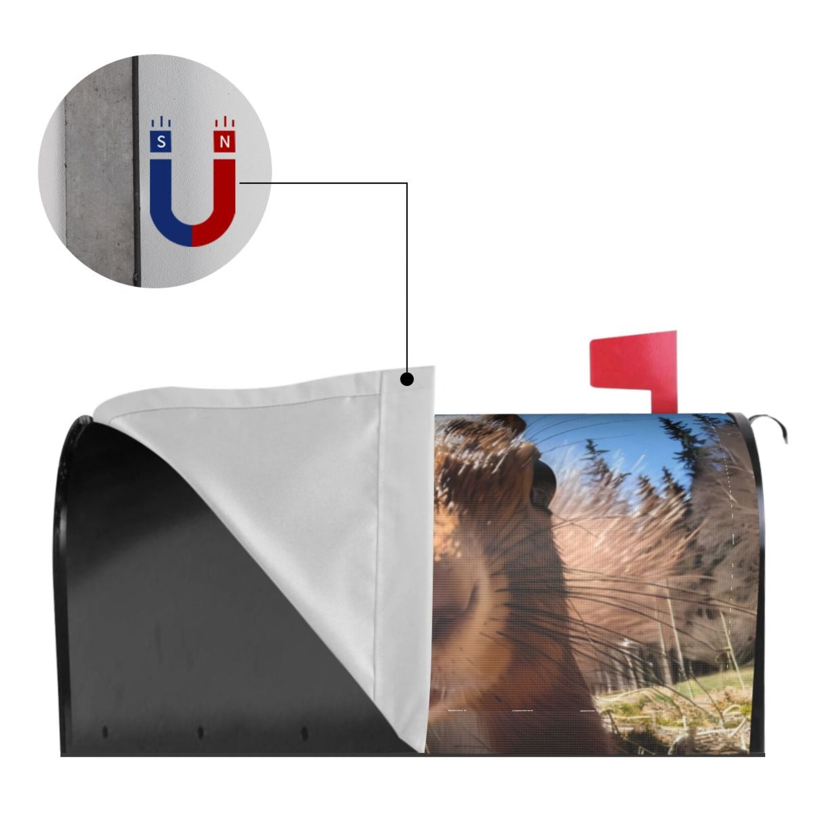 Logiee Close-Up Curious Squirrel Print Post Letter Box Wrap Decor, Mailbox Cover Suitable for Standard Mailbox and Large Size Mailbox,Outdoor Yard Decoration-25.5x21 in