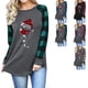 thumbnail image 5 of Tops De Manga Larga Para Mujer, Cuello Redondo, Camiseta De Manga Larga Para Mujer, Cómodas Mangas A Cuadros Para El Día A Día Para Ir De Compras Para Mujer ANGGREK Ropa gris y mangas a cuadros verdes S, 5 of 6