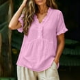 thumbnail image 6 of Admvng Tops for Women Solid Color Soft V Neck Short Sleeve Leisure Blouses, 6 of 9