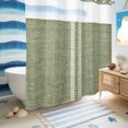 thumbnail image 3 of No Hook Shower Curtain, Sage Green Striped Shower Curtains for Bathroom with See Through Top Window, Rustic Vertical Stripes Linen Texture Waterproof & Washable Bath Curtain 66"x72", 3 of 6