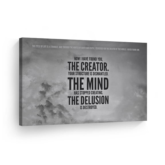 Smile Art Design The Mind Has Stop Creating The Delusion Is Destroyed Quote Canvas Print Motivational Inspirational Home Decor Artwork Bedroom Living Room - Made in the USA - 30x40