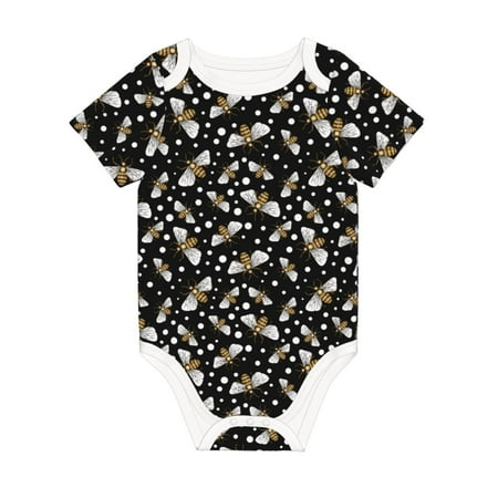 

Coaee Honey Bees at Night for Soft Cotton Baby Short-Sleeve Bodysuit Baby Girls Boys Bodysuit Romper