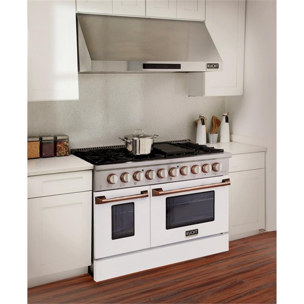 Pemberly Row 48" 6.7 cu. ft. Dual Fuel Range Natural Gas in White & Rose Gold