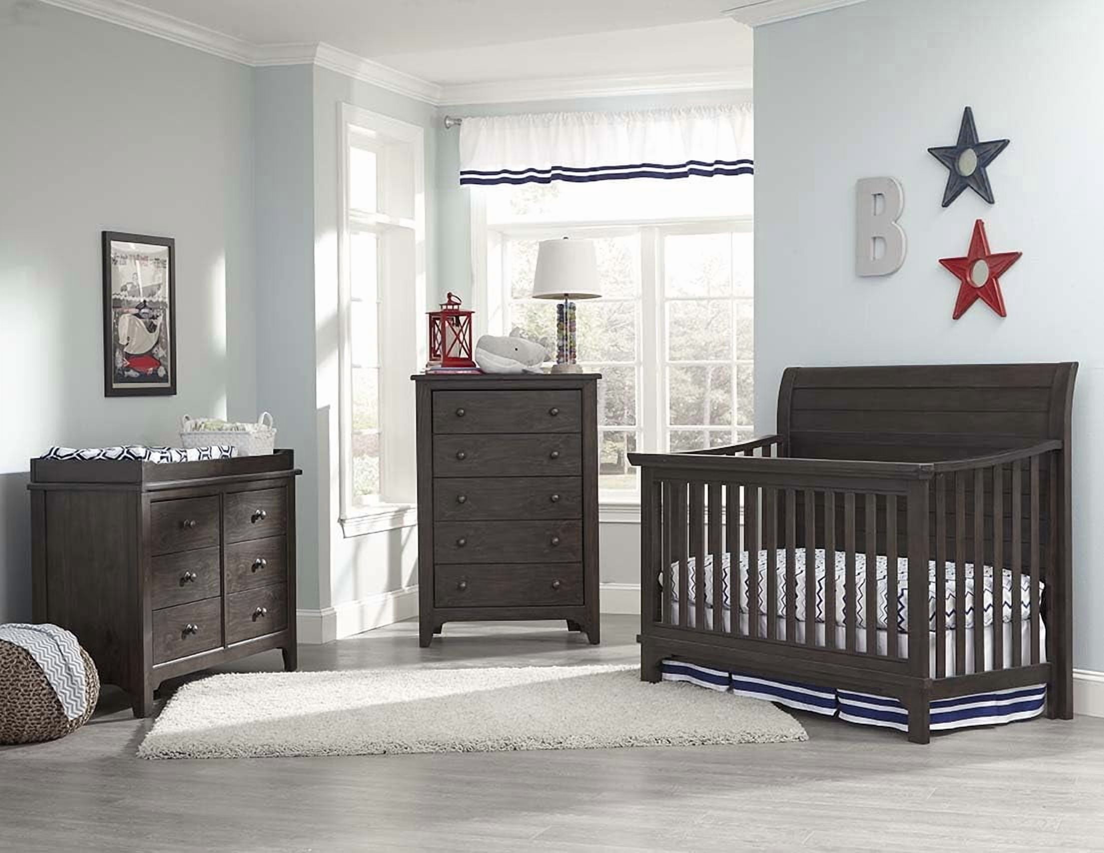 Pemberly Row Farmhouse Wood Toddler Guard Rail in River Rock Brown