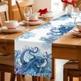 thumbnail image 5 of Ocean Blue Octopus Table Runner - 90 Inch Long Coastal Coral Beach Nautical Starfish Cotton and Linen Blended Dress Scarves Farmhouse Table Runner for Kitchen Dining, Coffee Table, 13" x 90", 5 of 8