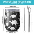 thumbnail image 5 of 12oz Stemless Wine Tumblers Dinosaur Silhouette Pattern Vacuum Insulated Stainless Steel Travel Tumbler Cups Mug with Lid and Straw for Champaign,Cocktail,Beer with Cleaning Brush, 5 of 5