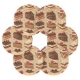 thumbnail image 7 of Yayeee 6 PCS Drink Coasters with Holder Set Woven Absorbent Round Tabletop Hot Pad, Brown Cakes, 7 of 7