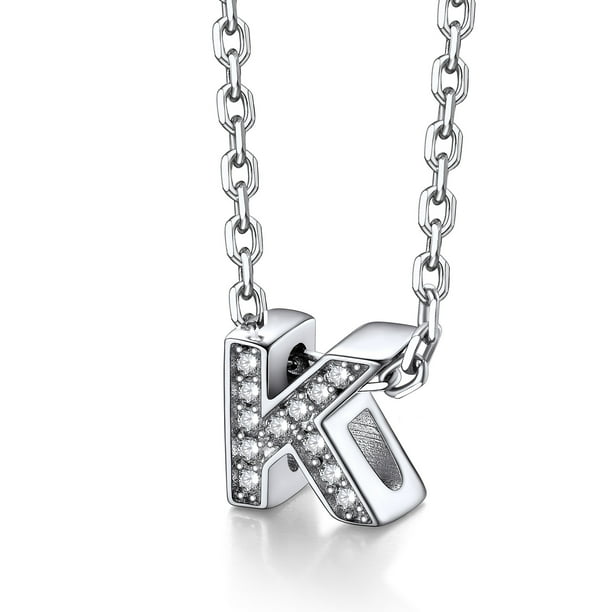Collar inicial Silvora plata esterlina letra K circonita cúbica