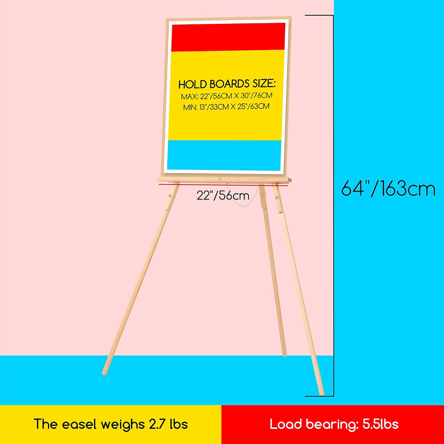 Wooden Tripod Display Easel - Standing Stand for Wedding Welcome Signs & Poster Boards