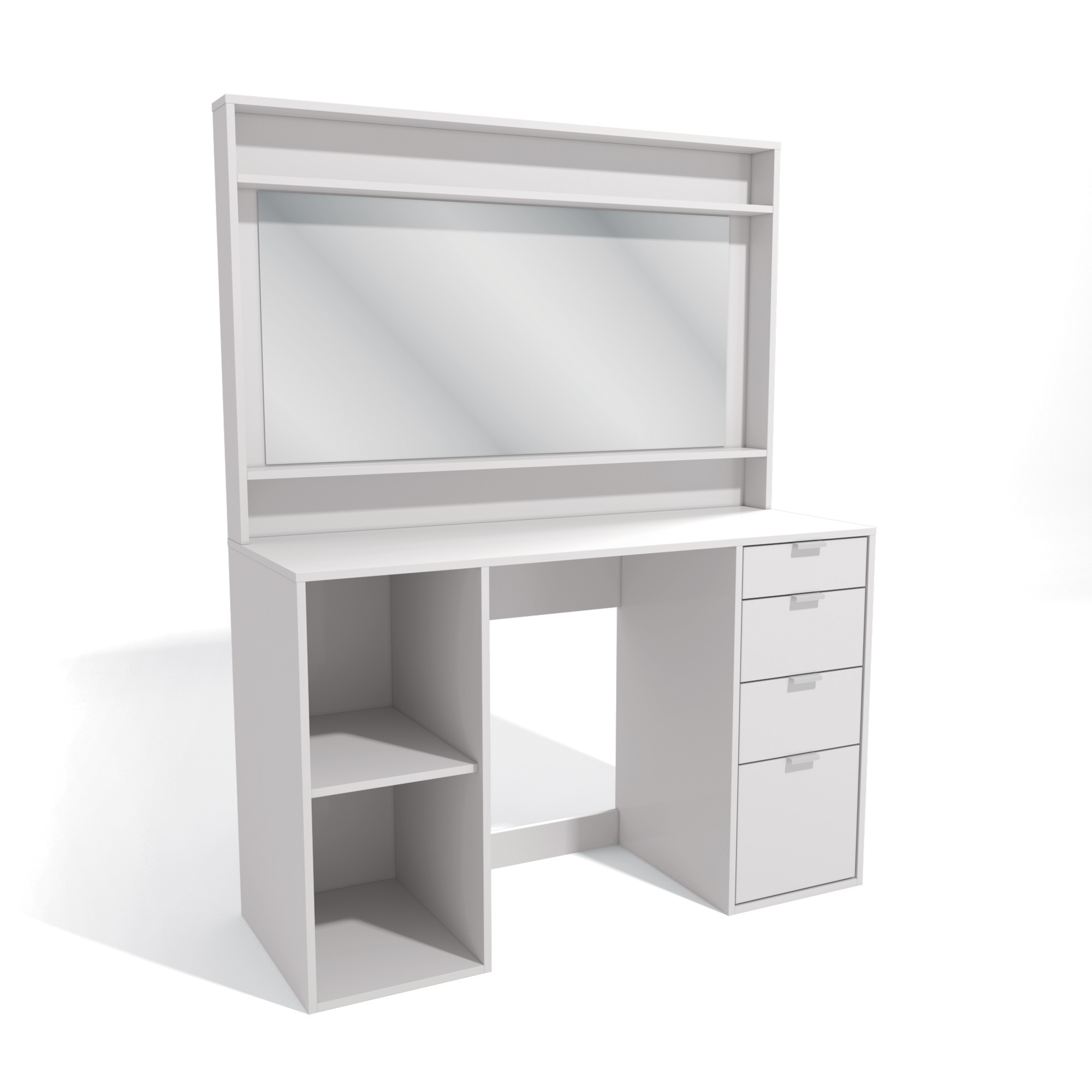 Kappesberg Sariana White Makeup Vanity Desk with Mirror and Drawers – 47.2'' Wide
