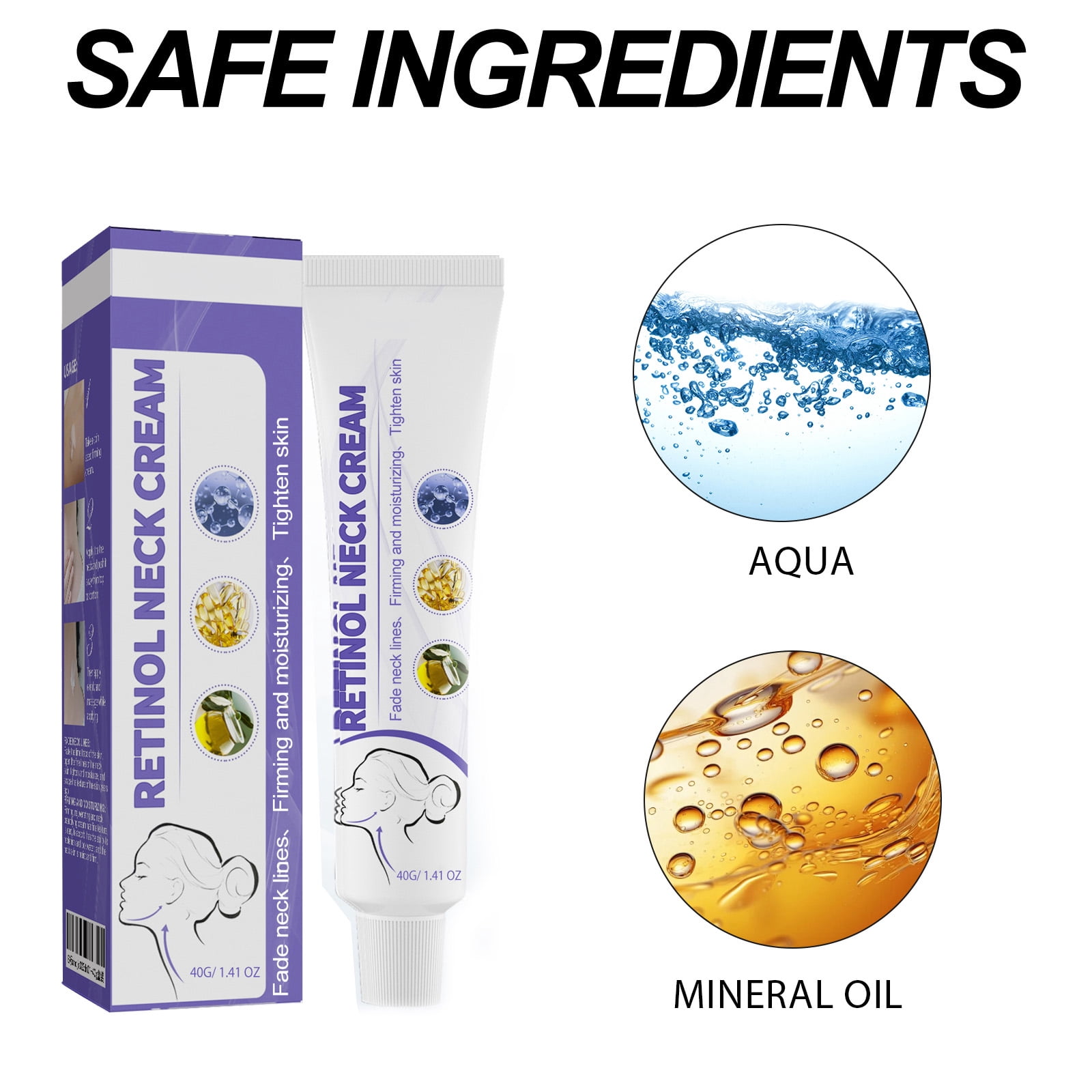 Alvantor Retinol Neck Cream for Firming and Fine Line Reduction, Anti-Aging Moisturizer 1.41oz