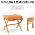 thumbnail image 2 of BAMBOOHOMIE Makeup Vanity Stool, Foldable Foot Stool for Vanity with Bamboo X Legs, Ottoman Foot Rest Chair with Small Padded, Modern Vanity Chair for Makeup Room Bedroom Living Room (Orange), 2 of 8